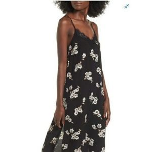 BP Floral Lace Trim Camisole‎ Slip Dress w/Slit